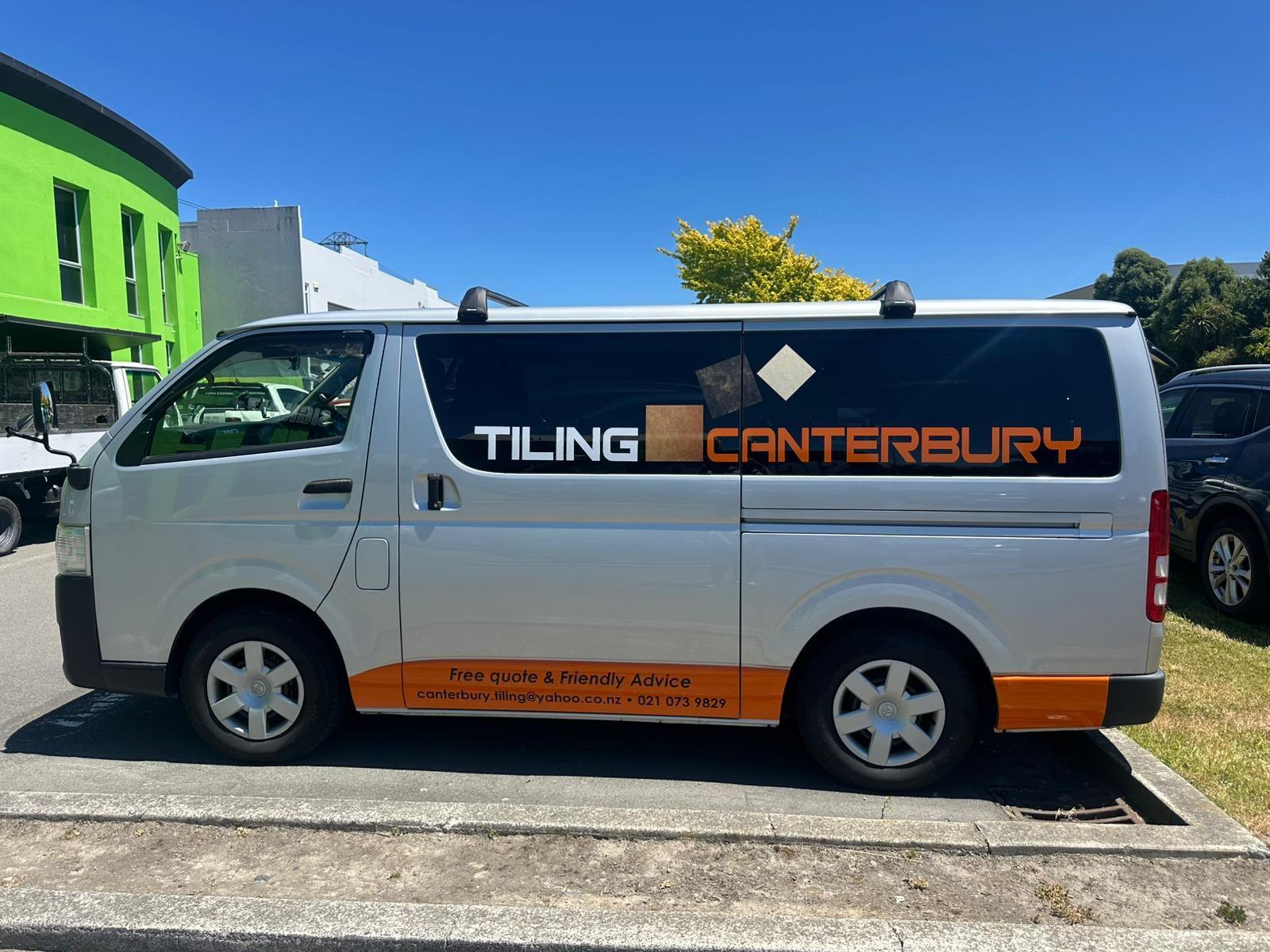 Tiling Canterbury work van in Christchurch