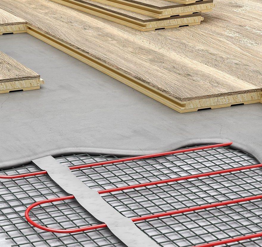 Electric underfloor heating mat under tiles
