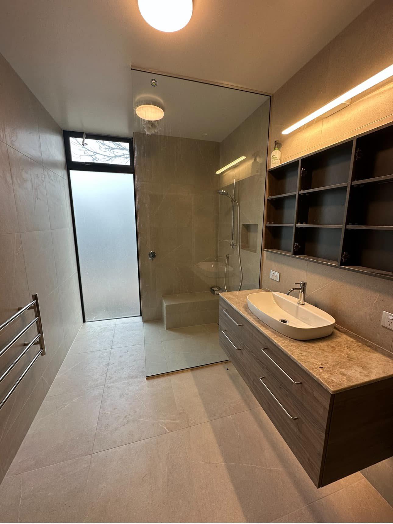 Finished Christchurch bathroom project with walk-in shower