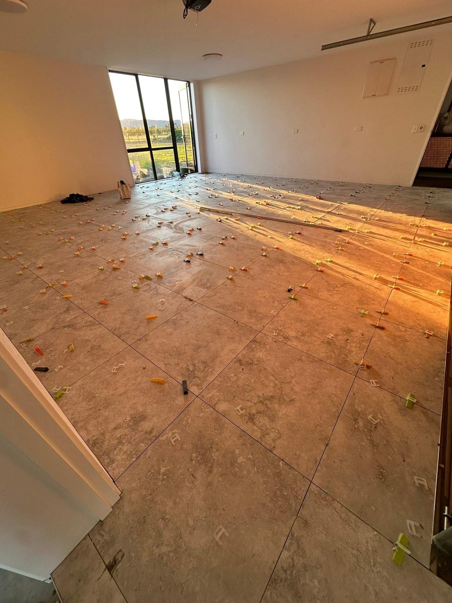 Open-plan floor tiling in a Canterbury new build